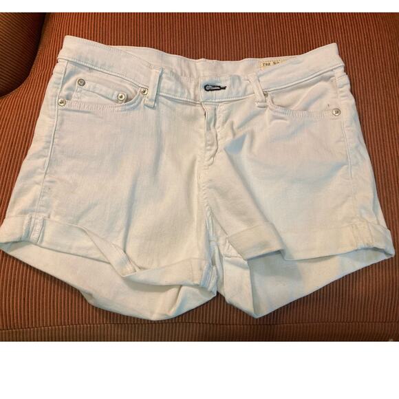 Rag & Bone White Denim Jean Shorts Cuffed Micro Mini Stretch ~ Sz 27 ~ So Summer - Picture 3 of 7